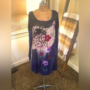 Hippie Dress With Flower Embroidery Size Small 🌷
